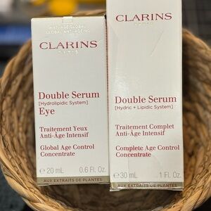 Clarins Double Serum Eye and Face Set - White and Gold